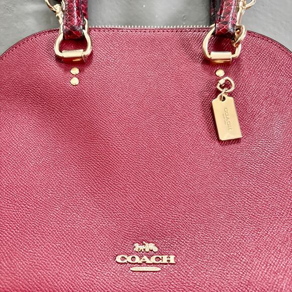 Coach Katy Snake Embossed Crossbody Satchel C5832 Cherry Red - Picture 3 of 15